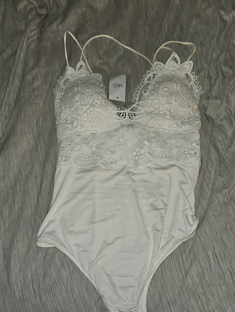 Rue21 White Lace Crochet Bodysuit